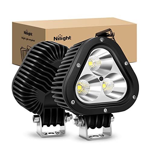 Nilight 2PCS 60W LED Work Light 4 Inch Triangle Shape Spot Flood Combo LED Driving Light for Tractors Trucks Hunters Motorcycle Jeep SUV Boat - color: 2Pcs 4Inch 60W Lights White