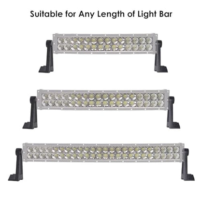 Universal Light Bar Mounting Brackets - Side Mount Base for Dual Row LED Straight & Curved Lightbars, Anti-Vibration Rubber Pad Included, Off-Road Truck UTV Roof Ditch Light Hardware (2-Pack)