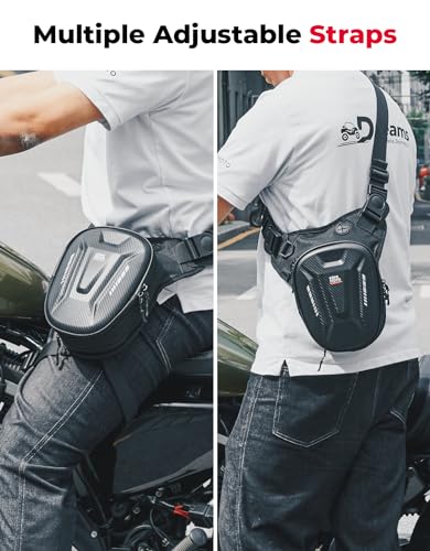 KEMIMOTO Motorcycle Magnetic Tank Bag, EVA Hard Shell Thigh and Drop Leg Bag, Motorcycle Waist Pack for Men and Women, Ideal for Cycling, Hiking and Running, 12L, Black