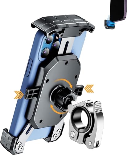 Kewig Bike Phone Mount Holder, Motorcycle Phone Mount [1s Lock] [One Hand Operation], Bicycle Scooter Handlebar Cradle Clip for iPhone 16 Pro Max/Plus,15 14 13 Mini and 4.0-7" Phone - color: Silver