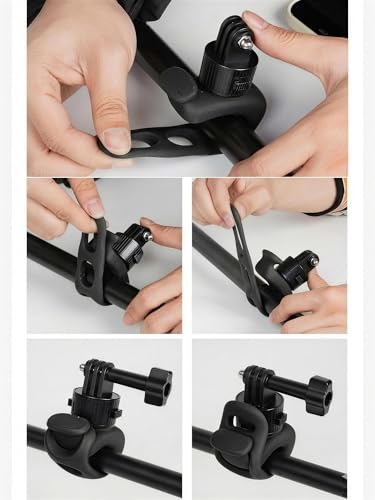 Flexible Mount Wrap Band Compatible with GoPro DJI Insta360 Action Cameras, Motorcycle Bike Handlebar Roll Bar Tube Clip Holder Accessories for Photography Video Recording, Silicone