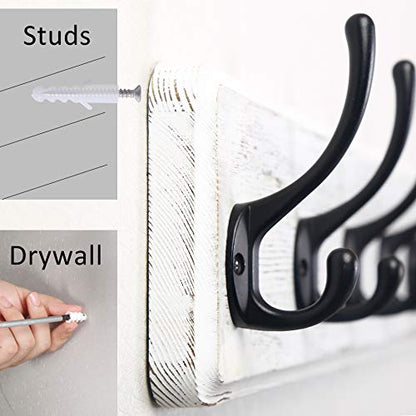 WEBI Coat Rack Wall Mount,38 9/16" Long,10 Hooks,Coat Hooks Wall Mounted Large Coat Hanger Wall Hooks for Hanging Coats,Clothes,Jacket,Hats,Entryway,Black/White - color: White Wood/Black Hook, size: 38.2 Inch-10 Hooks