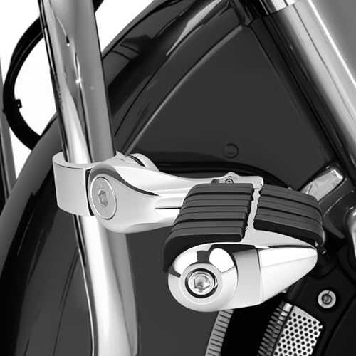 1.25" Motorcycle Highway Footpegs Adjustable Highway Pegs Compatible with Harley Davidson Touring Road King Road Glide Street Glide Electra Glide Sportster with 1 1/4" Highway Bar Chrome