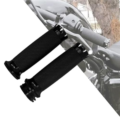 Motorcycle 1" Hand Grips Handlebar Grips Cable Throttle Fit for Harley Touring Street Glide Road King Road Glide Electra Glide Dyna Softail - color: #6 Black