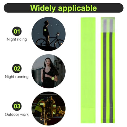 Gjinxi 4 Pcs High Visibility Reflective Bands, Elastic Reflective Arm Band Adjustable Armbands Arm Wrist Ankle Bands Safety Straps for Night Running, Walking, Cycling