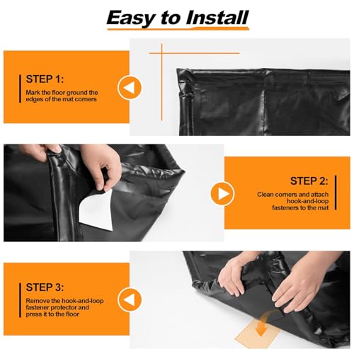 Garage Floor Mat 8'6" x 22', Heavy Duty 1300D PVC Containment Mat with Floor Squeegee, Waterproof Protection from Snow, Rain and Mud for Cars, Black - size: 8'6" x 22'