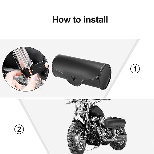 Motoforti Universal Motorcycle Handlebar Tool Bag Cycling Storage Bag Waterproof Faux Leather Black