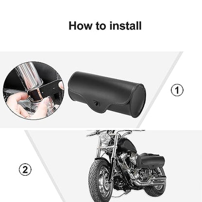 Motoforti Universal Motorcycle Handlebar Tool Bag Cycling Storage Bag Waterproof Faux Leather Black