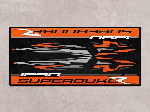 Garage Mat for KTM 1290 Superduke R Motorcycle Model, Parking mat, Pit Mat, Washable Non-Slip Garage and Showroom Floor Carpet-Rug (Size 2: 102 x 47/260 x 120 cm) - size: 3'11" x 8'6"
