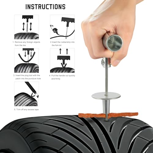 30PCS Heavy Duty Tire Plugs, 3.66" x 0.24" Rubber Auto Tire Sealing Strip Kit for Puncture Repairs, Universal Tubeless Tyre Repair Strings for Car Light Truck Motorcycle ATV (Brown) - color: Brown, 6mm