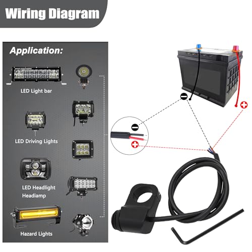 FLYPIG 12V Motorcycle ATV Waterproof Handlebar Headlight Switch | Fog Spot Light LED On Off, Fits 7/8 inch 22mm, For Motorcycles Bicycle Motorbike ATVs Scooters