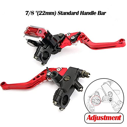 7/8 22mm Motorcycle Brake Lever Motorcycle Handlebar Brake Master Cylinder Clutch Levers Left and Right Set Compatible with Harley Honda Kawasaki Suzuki Yamaha Red Universal - color: Red