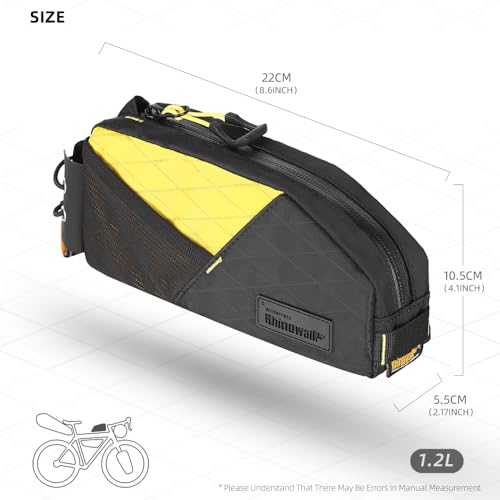 Rhinowalk Bike Frame Bag 1.2L, Waterproof Handlebar Bag with Phone Holder, Small Front Bag with Strap or Screw Mount, Fits Most Bikes – White - color: White, 1.2L