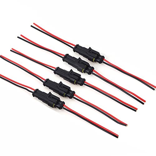 Medsuo 5 Sets 2 Pin Way Car Auto Super Sealed Waterproof Electrical Connectors Plug Socket Kit with Wire AWG Gauge Marine