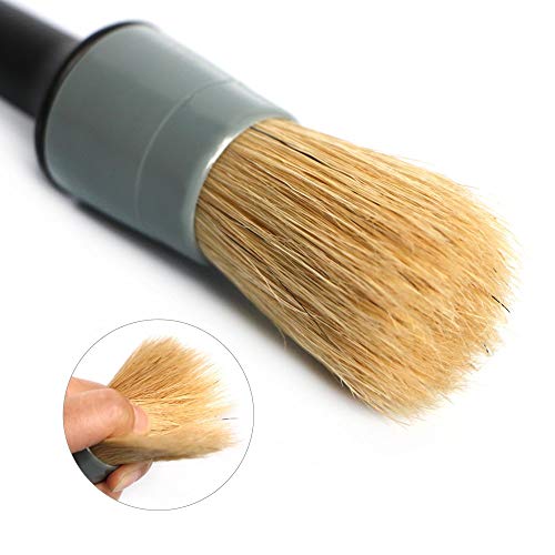 AUTO CARE Natural Boar Hair Detail Brush (Set of 5),Premium Detail Brushes for Engines, Wheels, Interior, Leather, Trim,Air Vents, Emblems