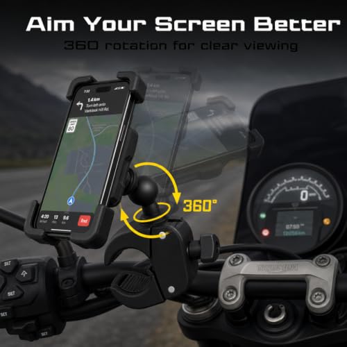Cycle Phone Mount, 4.5-7" Smart Phones, Handlebar Grip Mount with Vibration Dampening System, Secure Quick-Release Design for Motorcycles and Bicycles
