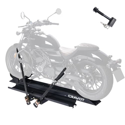 CRAVOT Motorack M1 Max Motorcycle Hitch Carrier with Ramp, 660 lbs Capacity Motorbike Carrier, Foldable Hauler Hitch Mount Rack Anti-Rattle Up to 6-inch Fat Tire 2" Receiver - size: MotorRack M1 Max 660lb