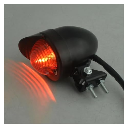 Motorcycle Rear Light Universal Motorcycle Stop Rear Light Aluminum Housing For Scooter Visor Tail Lamp Indicator Rears Tails Lights(Black)