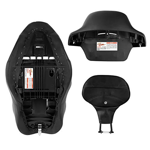 C.C. RIDER Motorcycle Hammock Seat+ Rider Backrest+ King/Chopped Trunk Backrest Pad Fit for Harley 2014-2023 Touring Road King FLHR Street Glide FLHX Road Glide FLTRX Electra Glide FLHT - color: 23# Red (Seat+ 2 Backrests)