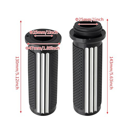 1" Electronic Throttle Defiance Handlebar Grips 25mm Hand Grips Fit for Harley Touring Street Glide Road King Road Glide Electra Glide - color: #1 Black&Chrome