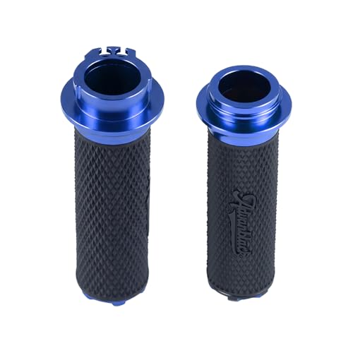 Advanblack AXION Performance Grips, Cable Throttle Hand Grips Compatible with Harley Touring Road Glide Street Glide, Softail - color: Blue