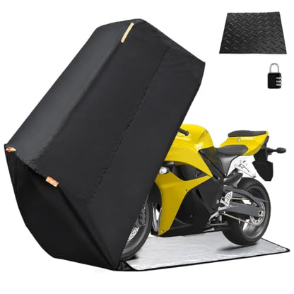 Full Enclosed Motorcycle Cover, 210D Oxford Waterproof with Lock & Anti-Slip Pad, 96.5x41x50 All-Weather Protection for Outdoor/Indoor Storage, Sun Rain Dust Resistant - size: 96.5x41x50"