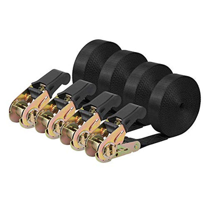 Endless Ratchet Tie Down Straps Heavy Duty Cargo Tie Downs, Sturdy Nylon Black Strap Down Ratcheting Securing Straps, Track Spring Fittings, Tie-Down Motorcycles, Trailer Loads, Kayak - size: 1"x20'-4pcs black