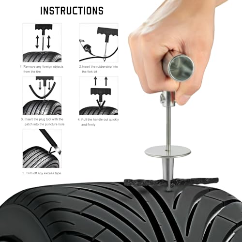 60PCS Heavy Duty Tire Plugs, 3.66" x 0.16" Rubber Auto Tire Sealing Strip Kit for Puncture Repairs, Universal Tubeless Tyre Repair Strings for Car Light Truck Motorcycle ATV (Brown) - color: Brown, 3.5mm