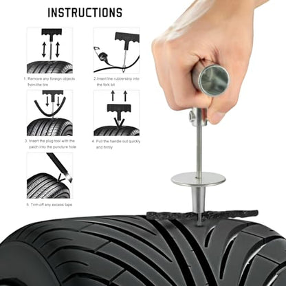 60PCS Heavy Duty Tire Plugs, 3.66" x 0.16" Rubber Auto Tire Sealing Strip Kit for Puncture Repairs, Universal Tubeless Tyre Repair Strings for Car Light Truck Motorcycle ATV (Black) - color: Black, 3.5mm