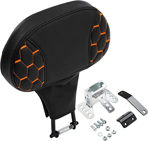 C.C. RIDER Motorcycle Backrest Plug-in Driver Rider Backrest Sissy Bar for Harley Davidson Touring CVO Street Glide Road Glide Electra Glide Road King 2009-2023 - color: Rider Backrest-Orange Stitching