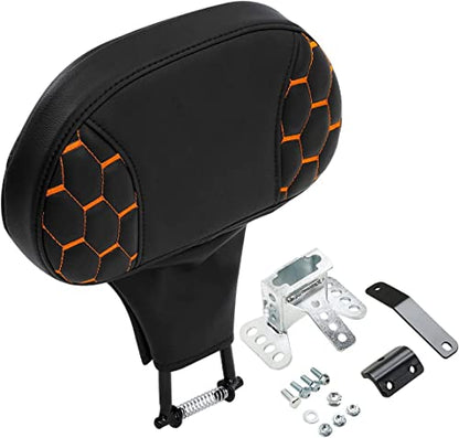 C.C. RIDER Motorcycle Backrest Plug-in Driver Rider Backrest Sissy Bar for Harley Davidson Touring CVO Street Glide Road Glide Electra Glide Road King 2009-2023 - color: Rider Backrest-Orange Stitching