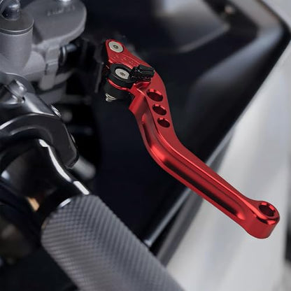 Universal Motorcycle Brake Clutch Pump Lever with Dual Hydraulic Master Cylinder Reservoir Set Left & Right CNC Suitable for 50-300cc Motorcycles with 7/8" 22mm Handlebars - color: Red