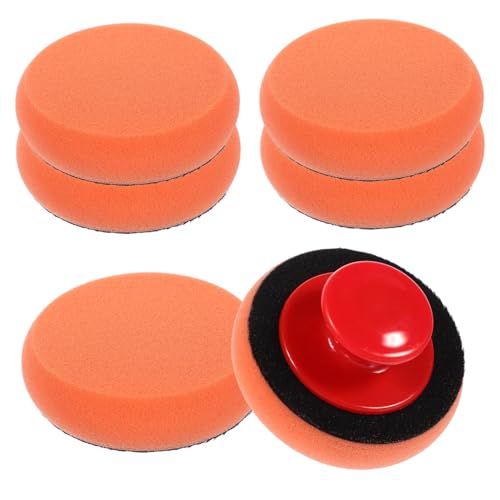 Car Wax Applicator Pad Set Kit with Plastic Handle for Polishing and Waxing Cars Motorcycles and Boats Durable Buffing Sponge for Body Repair and Detailing
