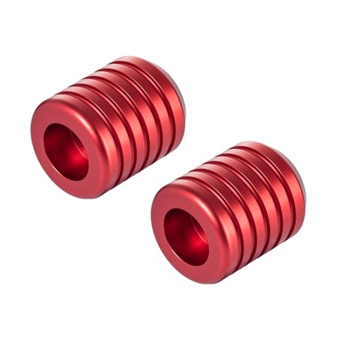 Advanblack CNC Aluminum Motorcycle Frame Sliders – Crash Bar Slider for Harley 1-1/4” Flat Out & Highway Crash Bars/Saddlebag Guards – Red, Gold, Black, Silver – Bolt-On Pair with Screws (Red CNC) - color: Red CNC