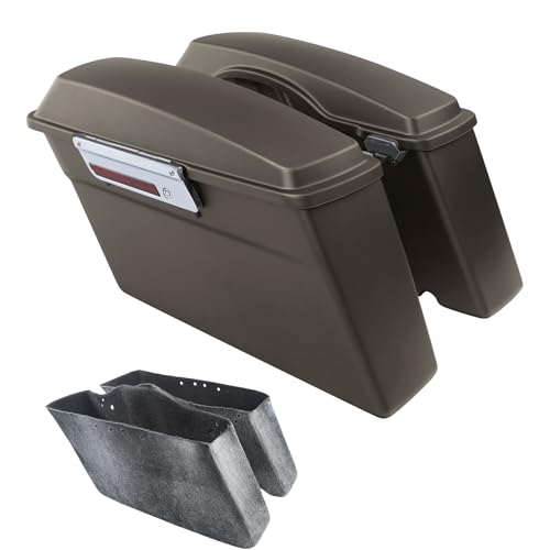 TCMT Hard Saddle bags Saddlebag Trunk W/Latch Keys & Liners Carpet Insert Fits For Harley Touring Road Glide Road King Street Glide Electra Glide Ultra Classic FLHT FLHR FLHX 1994-2013 - color: Frosted Painted Chrome Latches