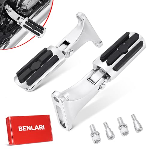 Benlari Passenger Foot Pegs, Passenger Mini Footboard Footpegs Fit for Harley Davidson Touring Road King Electra Glide Road Glide Street Glide 1993-2024 (Chrome) - color: Chrome