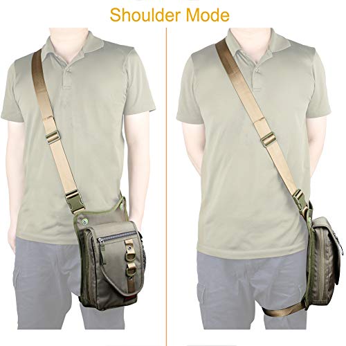 Larswon Thigh Pouch Bag - Tactical Waist Pack Bag for Motorcycle, Waterproof Green - color: Army Green