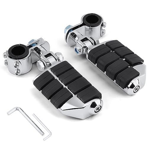 Motorcycle Highway Footrest, Highway Foot Pegs Fit for Harley Touring Yamaha Honda Suzuki Kawasaki 25mm 32mm 34mm Engine Guard (Silver) - color: Silver