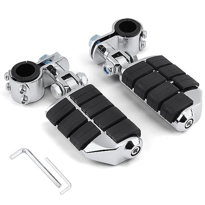 Motorcycle Highway Footrest, Highway Foot Pegs Fit for Harley Touring Yamaha Honda Suzuki Kawasaki 25mm 32mm 34mm Engine Guard (Silver) - color: Silver