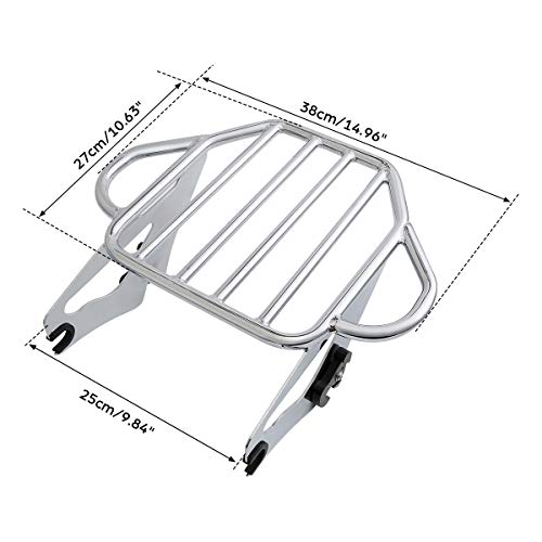 Chrome Detachable Passenger Backrest Sissy Bar Upright w/ 2 Up Luggage Rack Fits for Harley Touring Road King Street Road Electra Glide 2009-2025 2021 2021 2018 - color: Chrome #3