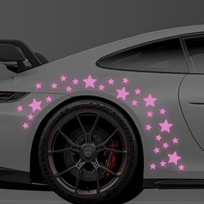 30pcs Star Vinyl Decal for Cars, High Intensity Reflective DIY Stickers for Window Bumper Mirror Laptop Decals Waterproof Night Safety Sign Car Stickers (Purple) - color: Purple