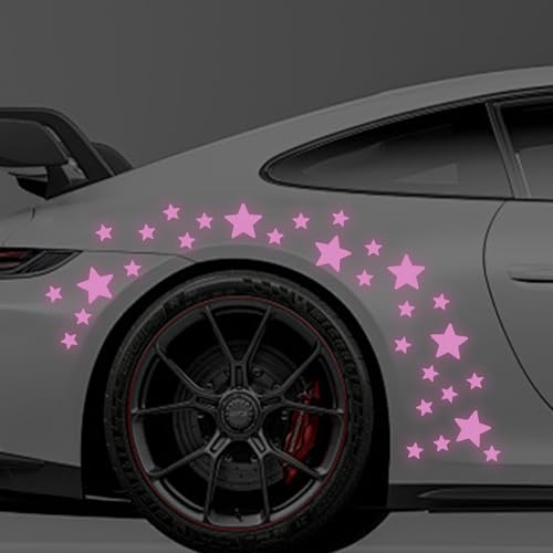 30pcs Star Vinyl Decal for Cars, High Intensity Reflective DIY Stickers for Window Bumper Mirror Laptop Decals Waterproof Night Safety Sign Car Stickers (Purple) - color: Purple