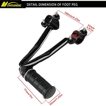 Black Synthetic Leather Rear Passenger Seat and Heavy Alloy Steel Foot Pegs Kit Compatible with Kawasaki Vulcan S 650 VN650 2015-2025
