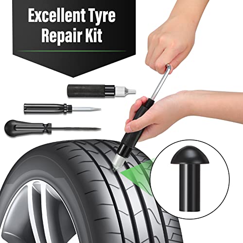 Landhoow 43 Pcs Tire Repair Kit Mushroom Plug Set, Heavy Duty Tubeless Tire Puncture Repair Tool Kit for Cars, Trucks, Motorcycles & ATV, Emergency Roadside Flat Fix Set with Portable Storage Pouch