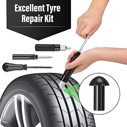 Landhoow 43 Pcs Tire Repair Kit Mushroom Plug Set, Heavy Duty Tubeless Tire Puncture Repair Tool Kit for Cars, Trucks, Motorcycles & ATV, Emergency Roadside Flat Fix Set with Portable Storage Pouch