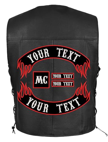 5Pcs Custom Biker Embroider Patches Personalized Rocker Patch Rider Motorcycle Patches Back Name Patch for Vest Jacket Multiple Sizes and Colors (Flame/Black) - color: flame/Black