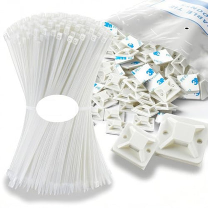 Zip Tie Mounts - SeuYeugX 1000 PCS Cable Self Adhesive Mounts Set for Wire Management with Stick Pads Anchors Clips Squares Holders (White) - color: 1000pack White