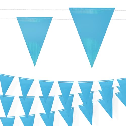 105FT Safety Warning Pennant Banner Flags – Multipurpose High Visibility Triangle Flags for outside fence, Roadwork, Party and Hazard Areas(LIGHT BLUE,45pcs,105FT) - color: Light Blue, size: 45pcs,105FT