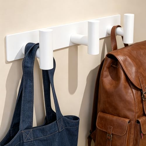 Wall Mounted Coat Rack-3 Hooks, Heavy Duty Stainless Steel Wall Hooks for Towel Coat Bag, Hat Rack Coat Hanger Coat Hooks Towel Racks for Bathroom Entryway Kitchen Hotel Office (White, 1 Pack) - color: White, size: "T" Shape 3 Hooks - 1 Pack