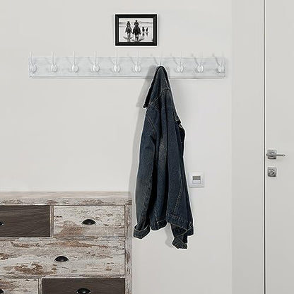 WEBI Coat Rack Wall Mount,Coat Hooks Wall Mounted,16" Hole to Hole,Large Coat Hanger Wall Hook Rack,5 Hooks for Hanging Coats,Hats,Jacket,Clothes,White - color: White Wood/White Hook, size: 17.3 Inch-5 Hooks